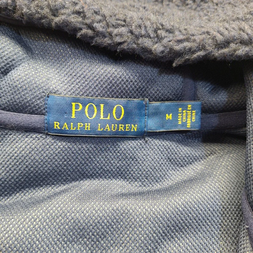 Polo Ralph Lauren Mens Navy Blue Sherpa Fleece Full Zip Hoodie 710827158003 M